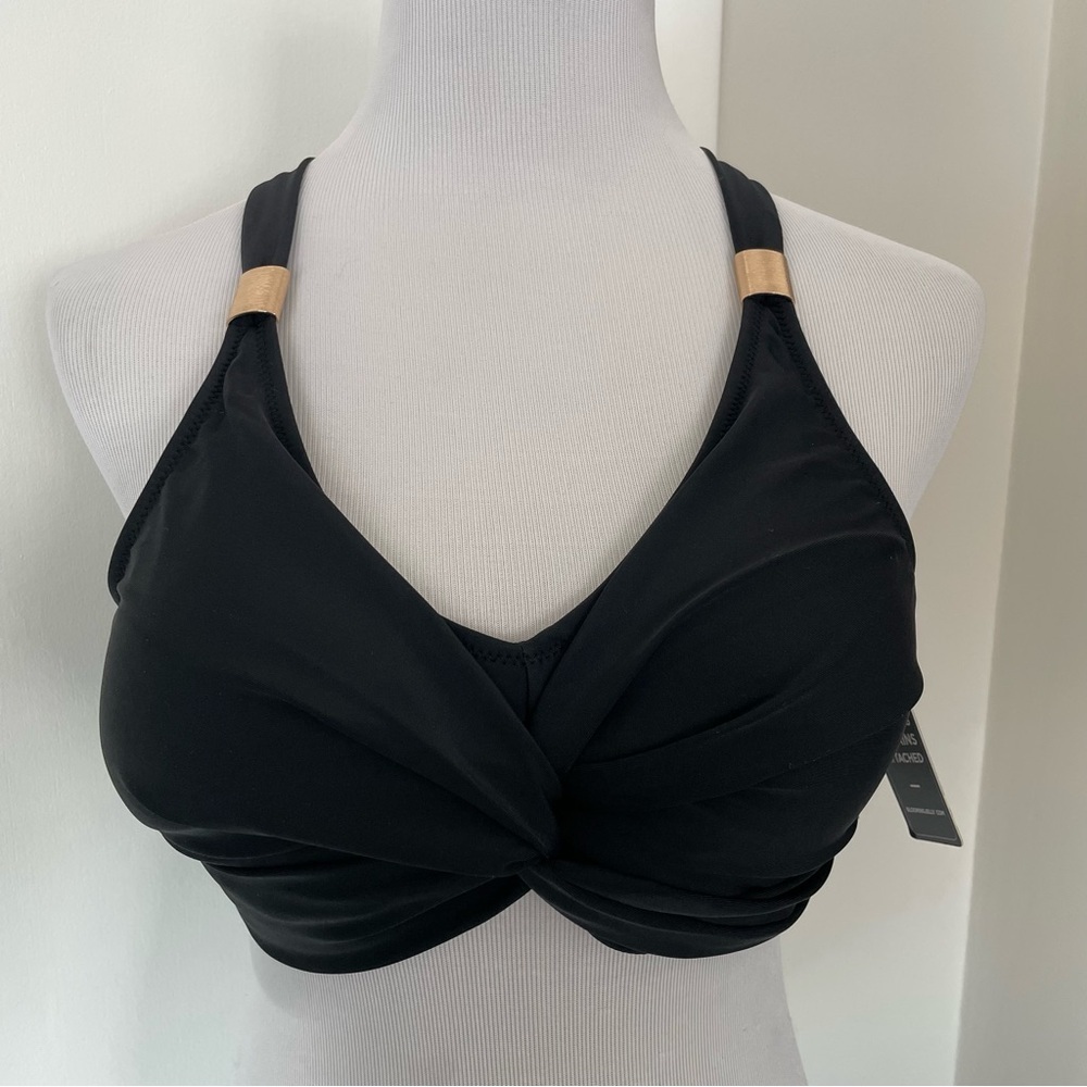 NWT Blooming jelly Criss Cross Back Women’s Black Bikini Top Size XL